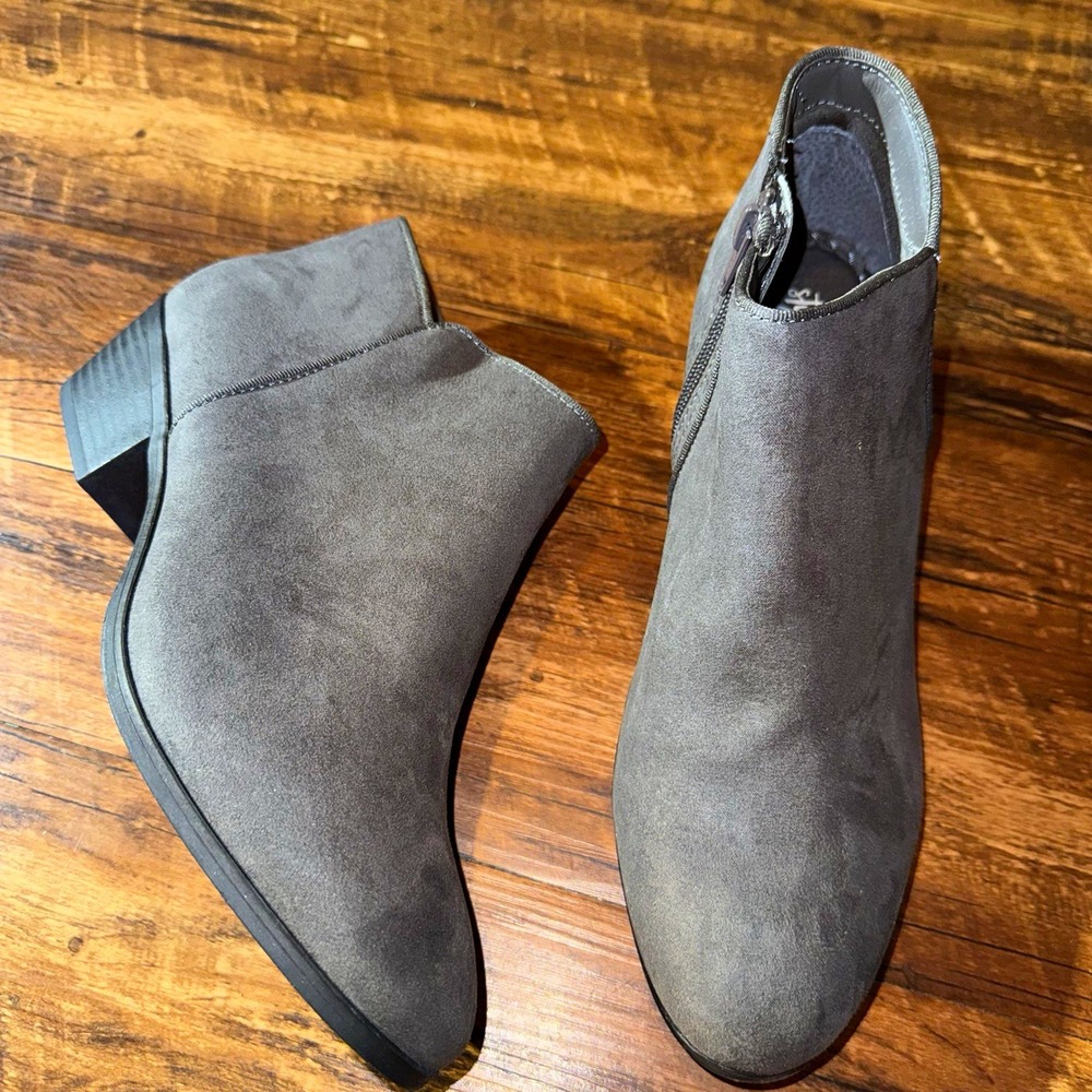Style & Co. Gray Textile Ankle Bootie Side Zip Round Toe Women's US 9 NEW